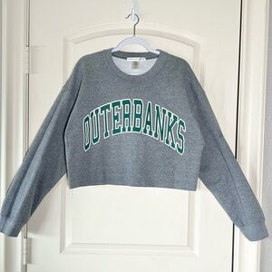 Altar'd State Gray Crew Neck Sweater with Collegiate Style OUTERBANKS